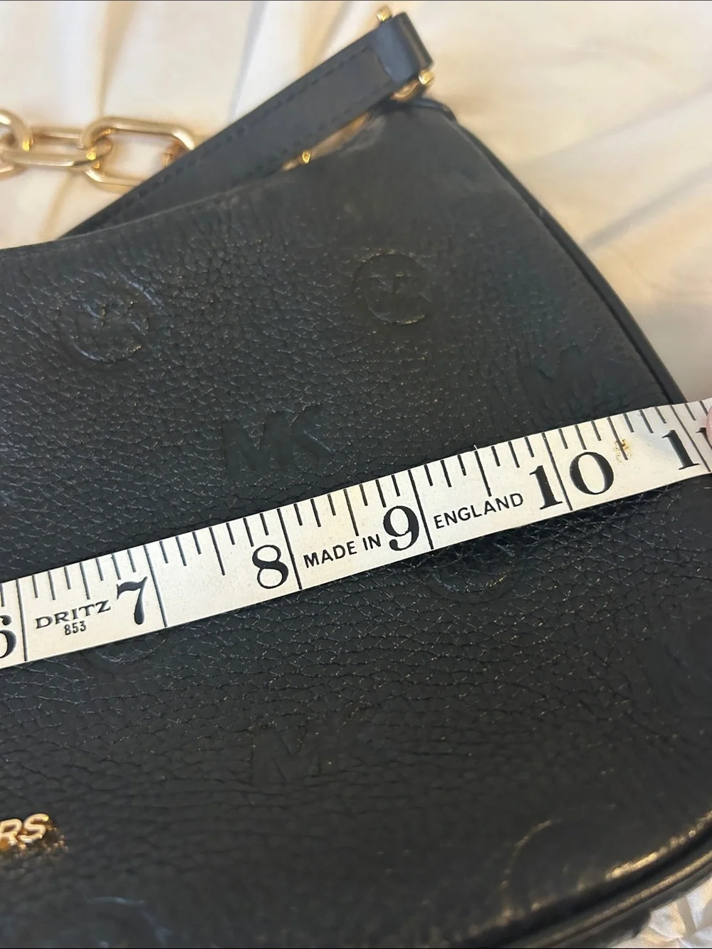 Michael Kors Black Leather Shoulder Bag with Gold Chain Strap